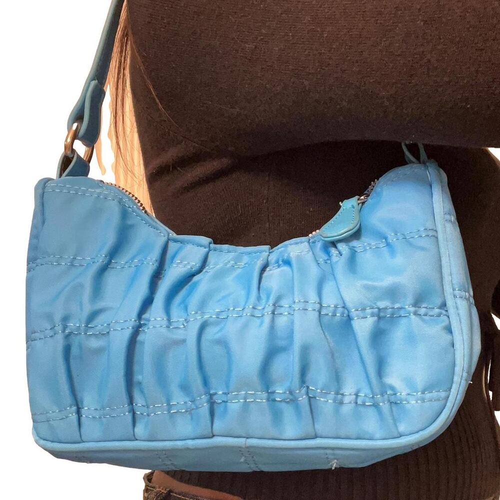 Blue Ruffle Handle Bag - Picture 2 of 6
